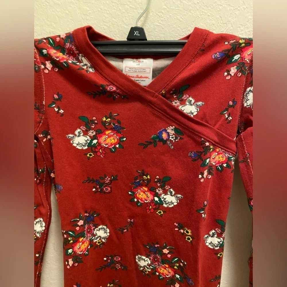 Hanna Andersson Burgundy Floral Pajama Top Size 8